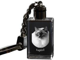 Ragdoll - Krištolinis pakabukas su katės nuotrauka, apšviestas pakabukas, unikali dovana nuo Art-Dog prekės ženklo skaidri