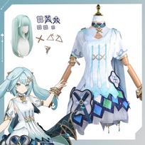 Faruzan Cosplay   Kostiumas Atsparus karščiui Perukas su atskira uodega Faruzan Pilnas Rinkinys Cosplay Kostiumas Uniforma XXXL-(Costume+Wig) white