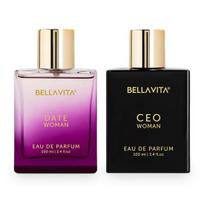 Bella Vita Luxury Women Woody, Floral Ceo & Date Edp Liquid Perfumes Combo, Pack Of 2 Premium Long Lasting Fragrance Scents, 100 Ml Each beige