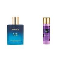 Bella Vita Luxury Skai Aquatic Unisex Eau De Cologne Date Women Body Spray Mist Perfume for Refreshing Floral & Vanilla Long Lasting Fragrance,150 ml blue