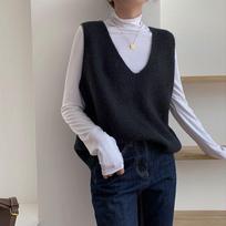 Retro lazy big V-neck knitted vest for women in spring versatile loose and slimming vest one size juoda