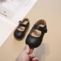 Kūdikio princesės bateliai Minkštu padu viengubos basutės vaikams Pavasario ir rudens naujiena Velcro mergaitėms Laisvalaikio madingi bateliai Kūdikio maži odiniai bateliai 15 juoda