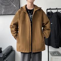 New Baseball Uniform Men's Coat New All-in-one Spring Hooded Top Flight Jacket Teen Hardshell Jacket Men 2XL gray