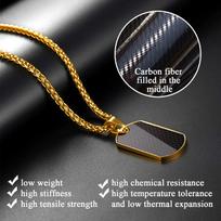Men Women Customized Message Mantra Pendant Personalized Carbon Fiber Mirror Polished Military Dog Tag Necklace smėlis