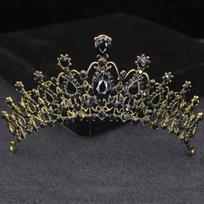 Vestuvinė krištolinė diadema nuotakos tiara karūnos galvos juosta galvos aksesuarai princesės karalienės nuotakos tiara galvos papuošalas moterims mergaitėms Approximately 14cm black