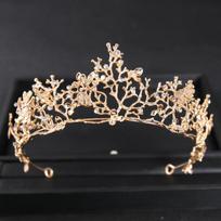 Barokinė Vintažinė Krištolinė Karūna Tiara Kalnų Krištolas Princesės Drugelis Išleistuvių Karūnos Ir Tiaros Nuotakos Vestuvių Plaukų Aksesuarai Papuošalai auksas