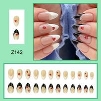 24pcs Press On Nails foreign trade almond nails black and white love heartbeat erotic wear nails hot girl style sweet and cool fake nails nails