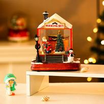 Christmas Gift Music Box Light Up Rotating House Christmas Decorations Music Box Tabletop Gift elderly [16*13.5*9cm]