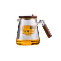 800 ml arbatinukas, vandens atskyrimo stiklas, stiklinis arbatinukas, medinė rankena, karščiui atsparus, tikslus pilamas arbatos virdulys, lengvai valomas arbatos puodas, skirtas biriai arbatai ruošti white