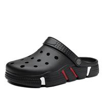 Vyriški sandalai su skylutėmis: Didelio dydžio lauko šlepetės kelionėms ir paplūdimiui. Size 43 juoda