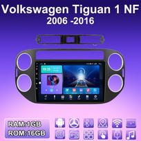 2 DIN Android automobilio radijas Volkswagen Tiguan 1 NF 2006 -2016 Multimedia grotuvas Pagrindinis blokas Stereo GPS Navigacija WIFI 1+16GB 1+16GB,B blue