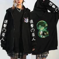 Hot Anime Attack On Titan Levi Graphic Print Hooded Men Women Manga Zipper Hoodies Harajuku Sweatshirt Male Casual Zip Jacket xs juoda