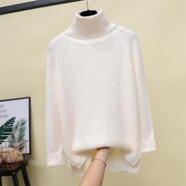 Autumn Long Sleeve Casual Loose Turtleneck Sweater Women Winter Clothing Loose Solid Base Knitted Sweaters Ladies Elegant Soft Warm Knitwears 25021 One Size balta
