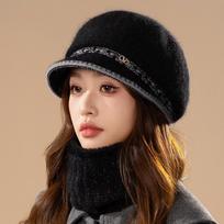 Autumn and Winter Women's Knit Beret - Cozy Polyester Fleece-Lined Warm Cap with Elasticity for Elderly, Lightweight and Soft ONLY HAT juoda