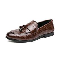 Madingi vyriški plokštapadžiai, nauji laisvalaikio odiniai vyriški mokasinai, kvėpuojantys verslo odiniai vyriški laisvalaikio batai, elegantiški su kutukais, įsispiriami 46 black