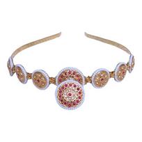 Rajasthani Matha Patti - Traditional Indian Head Jewelry for Weddings and Festivals (Multicolor) Headband , Hair accessory brown