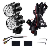 2Pcs Motorcycle LED Headlights 12V 60W 4000LM LED Motorbike Beam Headlamp Moto Spot Head Light Auxiliary Lamp DRL with Switch 8.4*6.1*10.2cm juoda