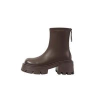 Vintage Winter Platform Women Ankle Boots Fashion Back Zippers Thick Heel Stretch Modern Short Booties Concise Ladies Shoes 35 black