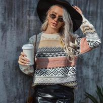 Vintage Sweaters Women Pullover Winter Striped Jumpers Korean Style Loose Pullover Knitwear M ruda