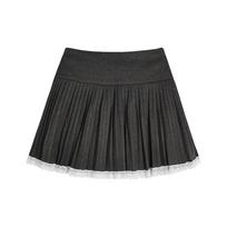 Lace Pleated Skirt for Women Sweet Cute  Autumn Winter Slim High Waist Sweet Cute A-line Shorts Skirt Preppy Style Clothing S