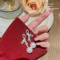 Luxury Joker Pearl Earrings Advanced Earrings New full rhinestone bow earrings fashion jewelry auksas