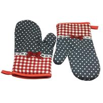 (SU)Kitchen Cooking Cotton Microwave Oven Gloves Mitts Pot Pad Heat Protected Beige One size