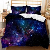 Star Space Duvet Cover Dusty Gas Cloud Nebula and Star Clusters In The Outer Space Polyester Bedding Set Double Queen King Size 70x133cm 2pcs blue