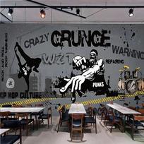 3D tapetai Rankomis tapytas gatvės grafiti freska Pilka cemento sienos freska Restorano, kavinės foninės sienos tapetai 200 cm(W) x 140 cm(H) black