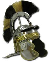 Roman Gallic Helmet - Black/White Crest- 18 Gauge Steel Gift for Coseplay LARP gray