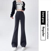 Micro-flared sweatpants women's autumn women's 2024 high-waisted casual horseshoe pants loose and thin sweatpants S tamsiai pilka spalva