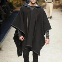 Suaugusiųjų Helovino Cosplay kostiumai vyrams Viduramžių gotikinis vilnonis paltas Viduramžių renesanso juodi riterių drabužiai vyrams S juoda