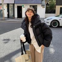 Elegant Short Hooded Down Jacket Women 2024 Winter Coat Korean Fashion Thick Warm Parkas Retro Loose Solid White Outwear Clothes S juoda