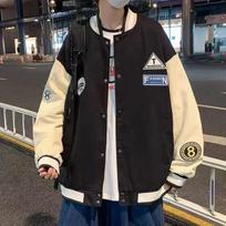 Jacket Baseball Uniform Men's Autumn Korean Style Trend Ins Loose Versatile Top Hong Kong Style Handsome Student Jacket S black