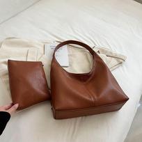 Large Capacity Oil Wax Leather Underarm Bag Women New Fashion All-in-one Shoulder Bag Autumn Winter Popular Commuter Tote Bag (30cm<Max Length<50cm)