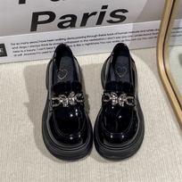 Vintage Leather Shoes with Thick Soles and Versatile Single Shoes 40 smėlis