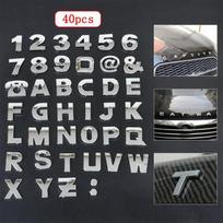 40 vnt./rinkinys 3D chromo sidabro, pasidaryk pats, abėcėlės raidės skaičius Simbolis Emblema Ženkliuko lipdukai Automobilių lipdukai Automobilių išorės dekoro priedai sidabras