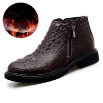 Žieminiai batai Vyriški natūralios odos batai Šilti pliušiniai Šaltai žiemai Karvės odos Prekės ženklo Vyriški ankle boots Avalynė Didelis dydis 45 39 ruda