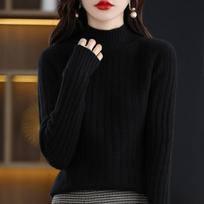 Autumn and Winter Half High Collar Pullover Sweaters for Women Solid Fashion Long Sleeve Base Knitted Sweater Ladies Slim Fit Casual Knitwears 25304 One Size juoda