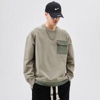Autumn American Retro Crew Neck Sweater Men'S Heavy Loose Large Size Casual Trendy Brand Long-Sleeved Top Trendy S ruda
