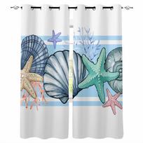 Ocean Summer Shell Starfish Coral Watercolor Blackout Curtains For Living Room Bedroom Window Treatment Drapes Home Decor W135 x H60cm
