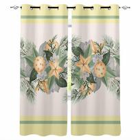 Christmas Plants Pine Needles Lantern Balls Stars Blackout Curtains For Living Room Bedroom Window Treatment Blinds Drapes W135 x H60cm