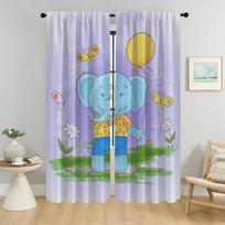Blackout Curtains for Living Room Elephant Carton Home Interior Curtains 2 Pieces Tulle for Bedroom Halloween Decoration Shades W50xH70cmx2pcs