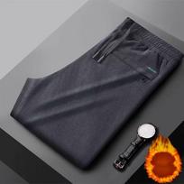 Veliūrinės Kelnės Ruduo Ir Žiema Naujos Storesnės Vyriškos Verslo Kelnės Tiesios Laisvos Laisvalaikio Kelnės Šiltos Kelnės Vyriškos Didelio Dydžio 2XL mėlyna