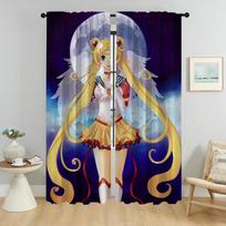 Sailormoon užuolaidos miegamajam svetainei užuolaidų atspalviai Helovino dekoracija namų interjero užuolaidos 2 vnt. Pertvara Vaikas W50xH70cmx2pcs gray