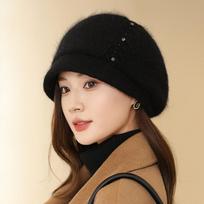 New Women Beret Hats Fashion Winter Warm Rabbit Fur Knitted Beanie Ladies Female Casual Fleece Berets Cap Bonnet Hiver Femme One size juoda