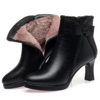 High Heels 6cm Small Heel Short Boots for Women Versatile Pointed High-heeled Boots for Women Thin Heels with Fleece Women's Bare Boots 34