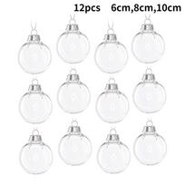 Kalėdinės eglutės papuošimas DIY dekoratyviniai skaidraus stiklo burbulai, 12 vnt. pakuotė 8cm