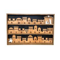 Christmas Nativity Scene Advents Calendar with Movable Star Indoor 3D Wood Base Decoration for Holiday Countdowns black