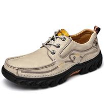 Fashion All-match Male Treking Shoes Trainers Genuine Leather Men's Casual Shoes Non-slip Walking Sports Shoes Fashion Outdoor Footwear 38 šviesiai pilka spalva