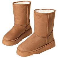 Fashion SyfIyno Fashion Camel Mid-Calf Snow Boots for Women Warm Plush Lining Platform Winter Boots Woman Slip On Thick Sole Botas Ujer 36 ruda